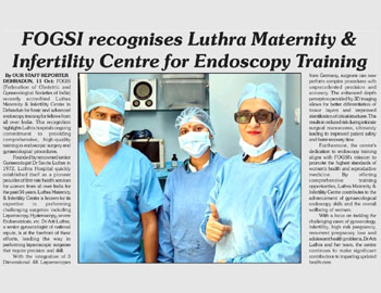 FOGSI recognises Luthra Maternity & Infertility Centre for Endoscopy Training